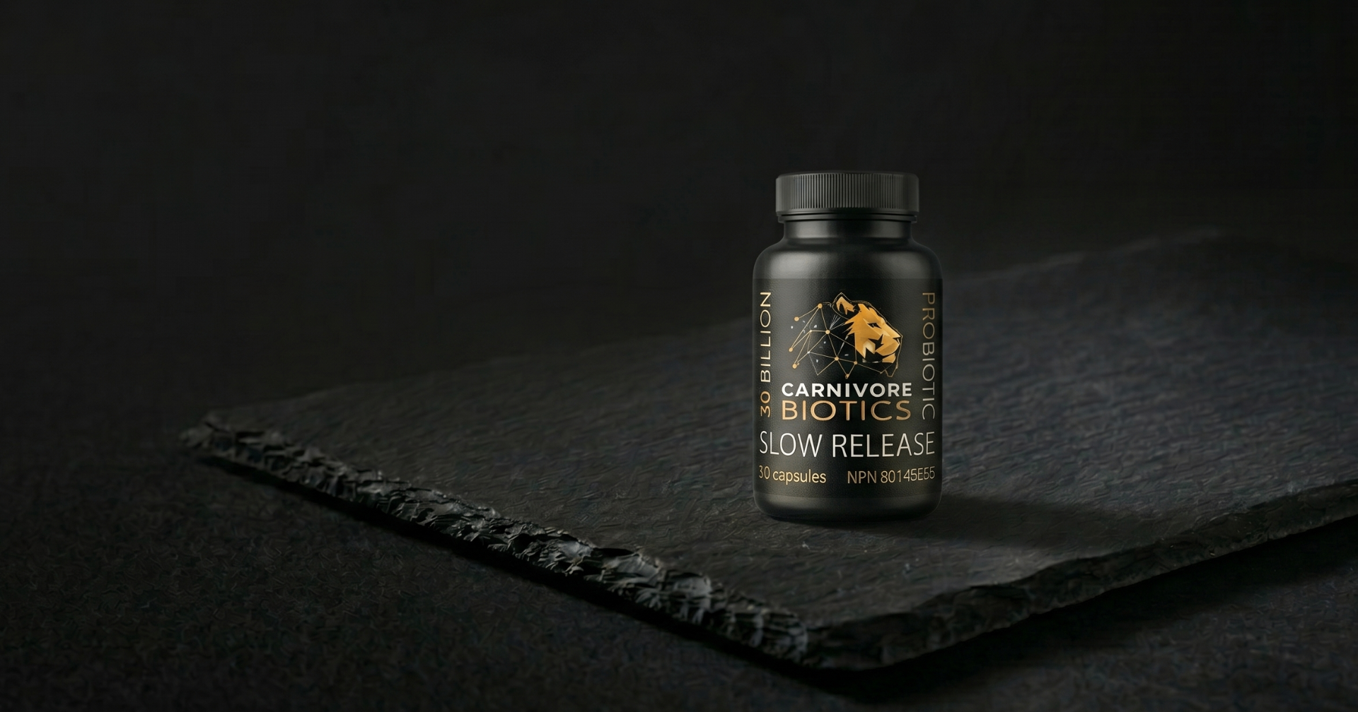 Carnivore Biotics probiotic supplement bottle, 30 capsules, formulated for carnivore and keto diets